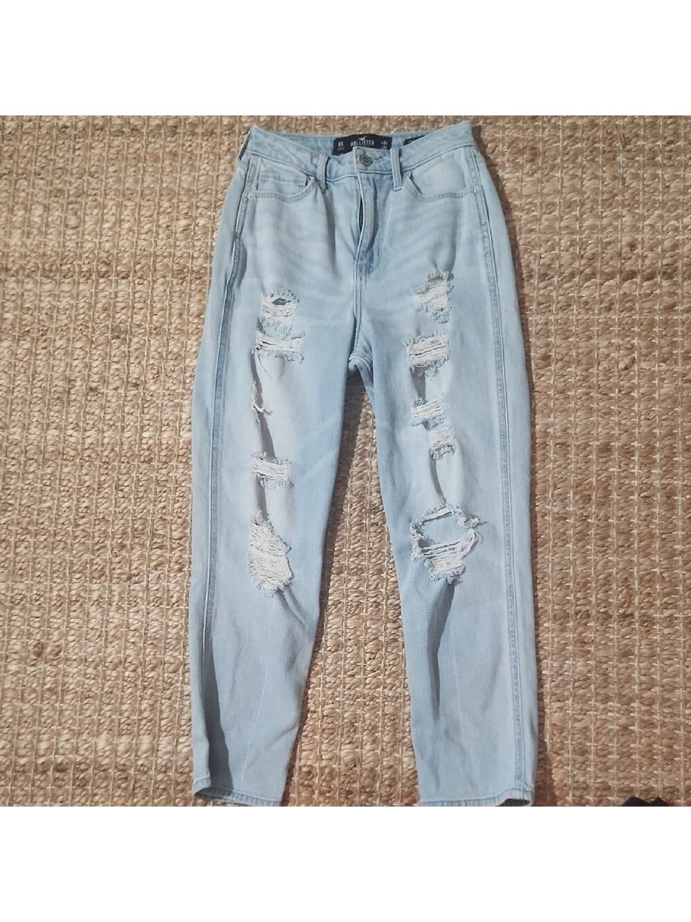Hollister Light Blue Ripped Ankle Jeans